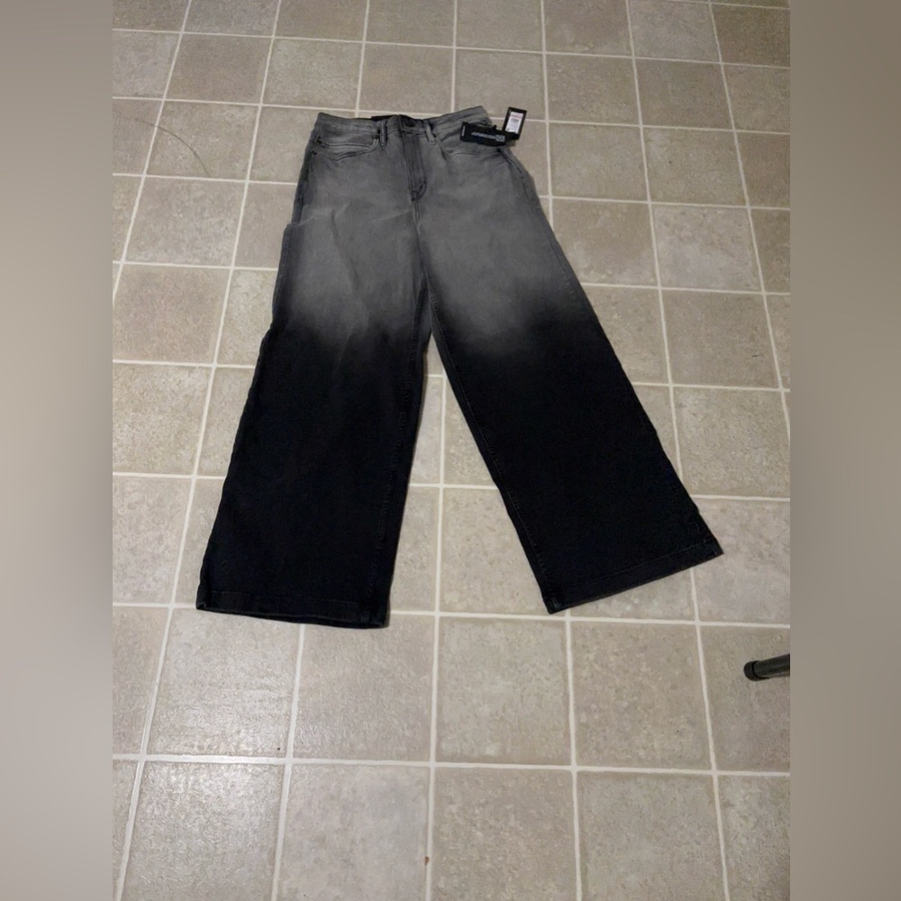 Reaction Kenneth Cole Ombre Black and Gray Wide Leg Jeans - Picture 2 of 6